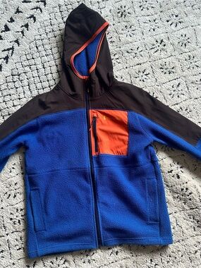 cotopaxi Blue and Orange Hooded Fleece Jacket